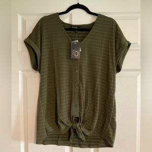 Fred David Tie Front Olive Green Top XLBrand new with tags.